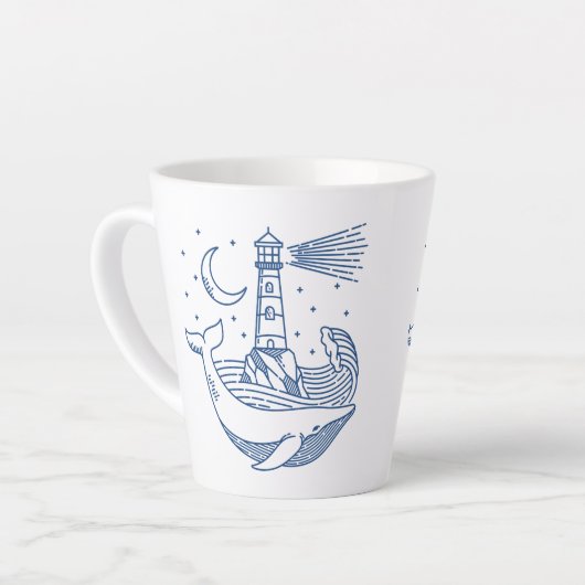 vuurtoren walvis latte mok (Linkerhoek)
