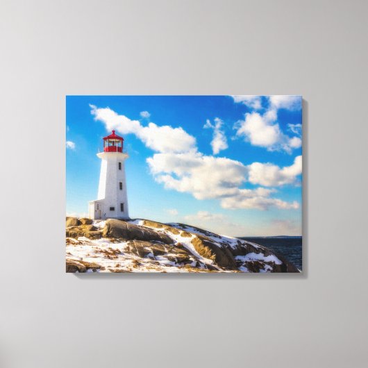 vuurtoren | Winter in Peggy's Cove, Nova Scotia Canvas Afdruk (Voorkant)