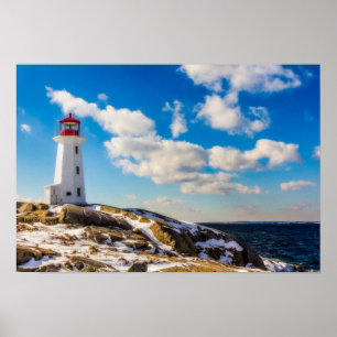 vuurtoren Winter in Peggy's Cove, Nova Scotia Poster