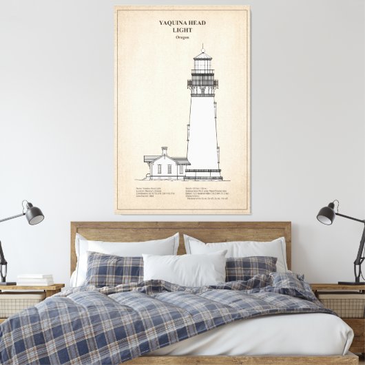 Vuurtoren Yaquina Head - Oregon - SBD Canvas Afdruk (Insitu (Slaapkamer))