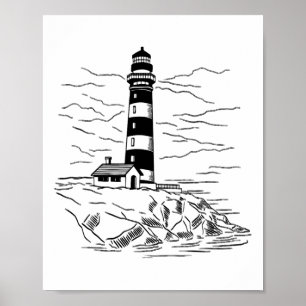 Vuurtoren Zeehuis Zeilen Zee Strand Boottocht Poster
