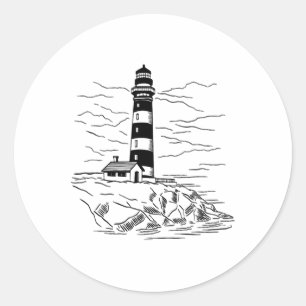Vuurtoren Zeehuis Zeilen Zee Strand Bootvaren Ronde Sticker