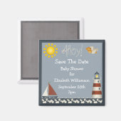 Vuurtoren & Zeilboot Save The Date Baby shower Magneet (Voorkant / Achterkant)