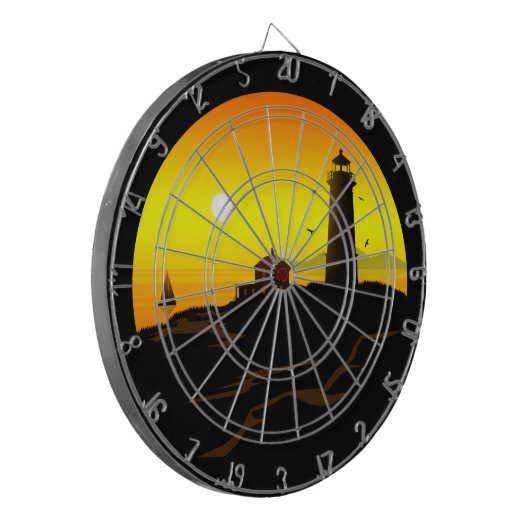 Vuurtoren zonsondergang dartbord (Voorkant Links)