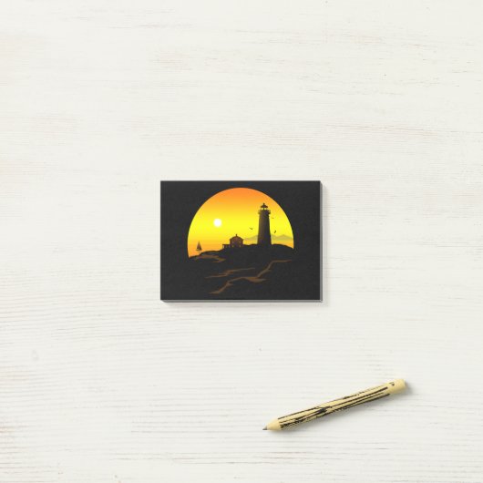 Vuurtoren zonsondergang post-it® notes (Op bureau)