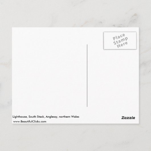 vuurtoren, Zuid-Stack, Anglessy, Noord-Wales Briefkaart (Achterkant)