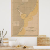  vuurtorenkaart van NJ, MD en Delaware Poster (Keuken)