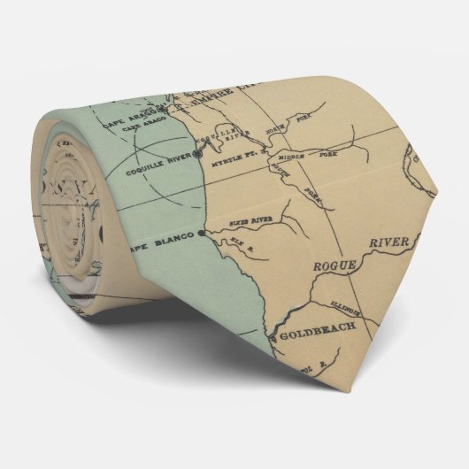  vuurtorenkaart Washington & Oregon (1898) Stropdas (Opgerold)