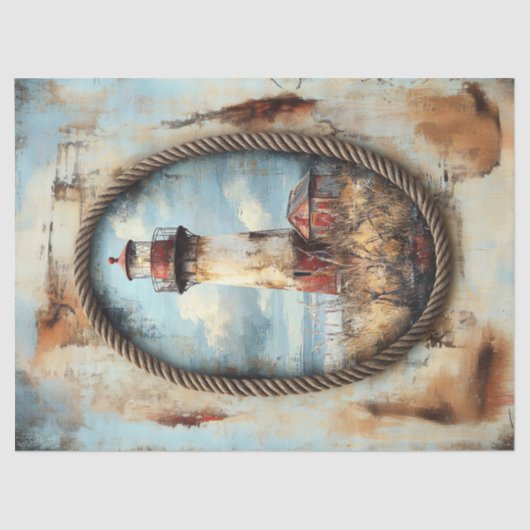 Vuurtorenkunst met Rope Border Decoupage Tissuepapier (Voorkant)