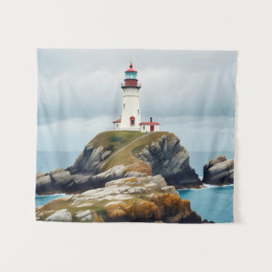 Vuurtorenlandschap Kust Oceaan Kalm landschap Wandkleed