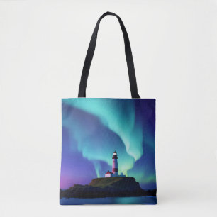 Vuurtorenlandschap Kustoceaan Aurora Night Draagtas