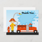 Vuurtruck verjaardag feest bedankt kaart (Voorkant / Achterkant)