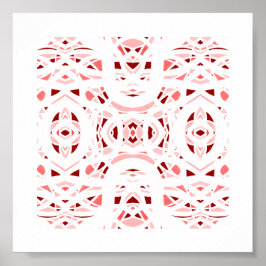 Vuurvaste Rode Witte Abstracte Gouache Kunst Poster