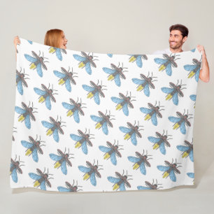 Vuurvlieg (wit) - fleece deken