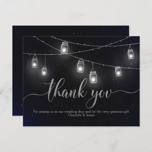 Vuurvliegen en Mason Jar Lights Night Sky Dank je Bedankkaart (Voorkant / Achterkant)
