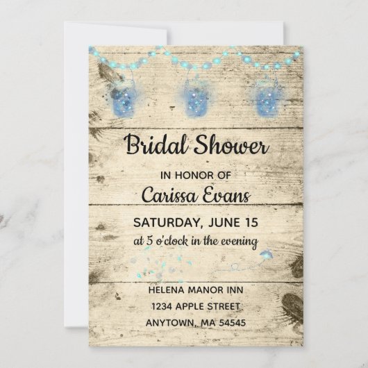 Vuurvliegen in Jars Rustic Bridal Shower Kaart (Voorkant)