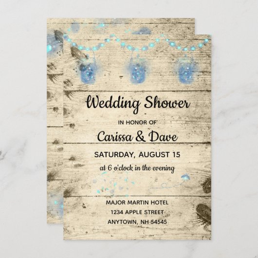 Vuurvliegen in Jars Rustic Wedding Shower Kaart (Voorkant / Achterkant)