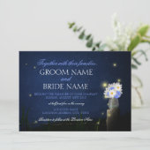 Vuurvliegen met bouquet rustige trouwuitnodiging kaart (Staand voorkant)