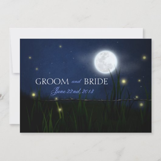 Vuurvliegen met bouquet rustige trouwuitnodiging kaart (Achterkant)