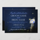 Vuurvliegen met bouquet rustige trouwuitnodiging kaart (Voorkant / Achterkant)