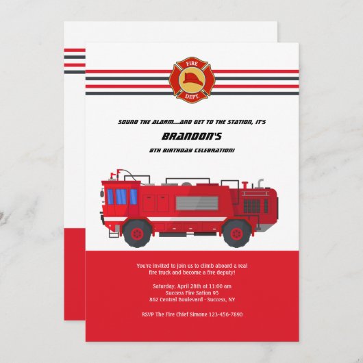 Vuurvlieger Birthday Party Uitnodiging (Voorkant / Achterkant)