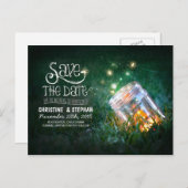 Vuurvliegjes Mason Jar Rustiek Romantiek Save the  Aankondigingskaart (Voorkant / Achterkant)