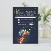 vuurvliegjes metsonapoter rustieke tuin bruiloft R RSVP Kaartje (Staand voorkant)