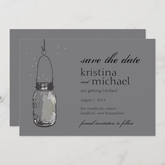 Vuurvliegjes & Pot Sla de Datum Save The Date (Voorkant / Achterkant)