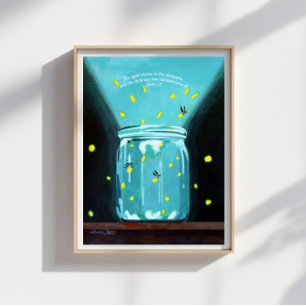 Vuurvliegjes Schilderij Johannes 1 5 Bijbelvers Poster