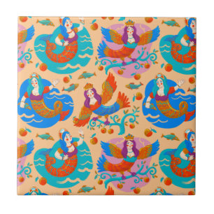 Vuurvogels en zeemachtigen tegeltje