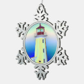 Vuurvuurtoren - Peggy's Cove Nova Scotia Tin Sneeuwvlok Ornament (Rechts)