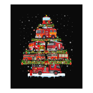 Vuurwagen Lichten Brandweerman Vuurwagen Kerstmis Foto Afdruk