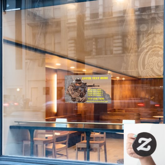 Vuurwapentraining aanpassen raamsticker (Cafe Raam)