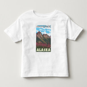 Vuurweed en bergen - Anchorage, Alaska Kinder Shirts