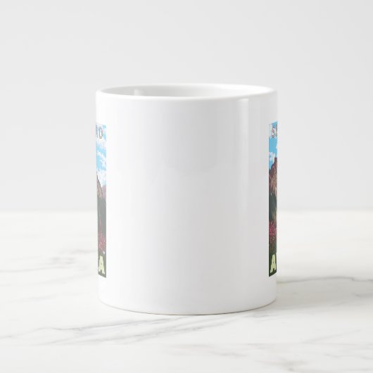 Vuurweed en bergen - Seward, Alaska Extra Grote Mok (Voorkant)