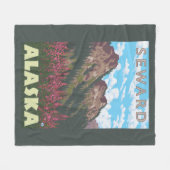 Vuurweed en bergen - Seward, Alaska Fleece Deken (Voorkant (Horizontaal))