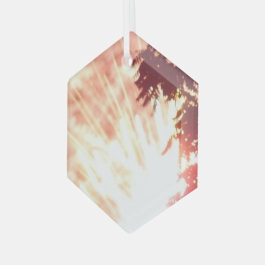 Vuurwerk 12 glas zeshoek kerstbal glas ornament (Voorkant links)