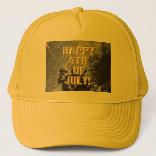 Vuurwerk 19 4th van juli gele trucker hoed pet