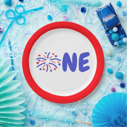 Vuurwerk 1e verjaardag papieren bordje (Feest)
