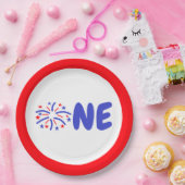 Vuurwerk 1e verjaardag papieren bordje (Feest)