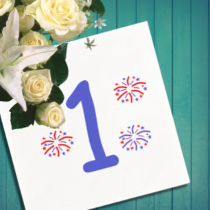 Vuurwerk 1e verjaardag servet