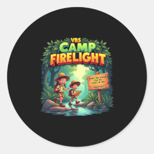 Vuurwerk 2025 VBS Camp Firelight Camp Vacation Bib Ronde Sticker