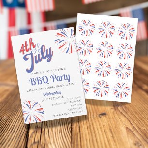 Vuurwerk 4 juli BBQ Party Uitnodiging
