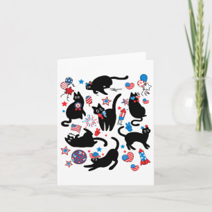 Vuurwerk 4 juli Black Cat USA Vlag Schattige Cat K Kaart