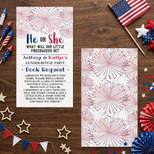 Vuurwerk 4 juli geslacht onthulling feest informatiekaartje