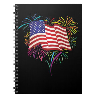 Vuurwerk 4 juli Gift Fourth Juli Amerikaans Notitieboek