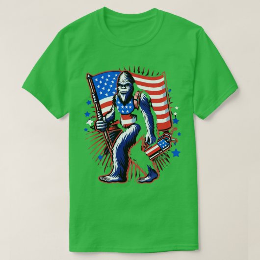 Vuurwerk 4 juli Mannen Sasquatch T-shirt (Design voorkant)