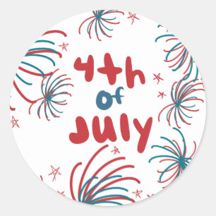 Vuurwerk 4 juli sterren BBQ verjaardag Ronde Sticker
