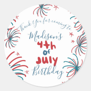 Vuurwerk 4 juli sterren BBQ verjaardag Ronde Sticker
