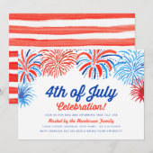 Vuurwerk 4 juli Uitnodigen Kaart (Voorkant / Achterkant)